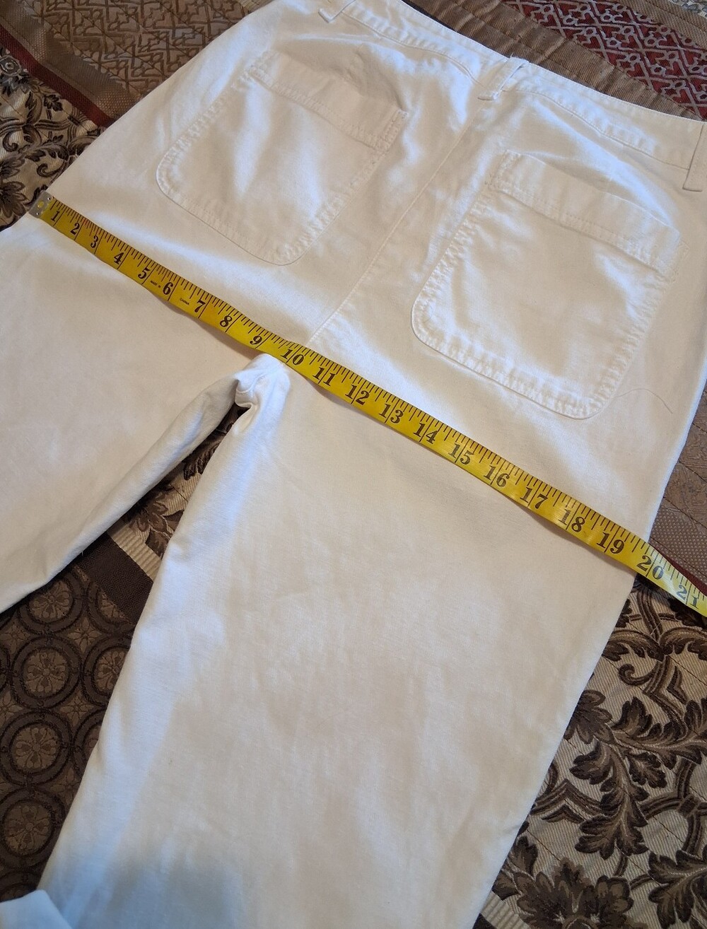 Eileen Fisher White Organic Cotton Blend Pant Classic Tapered High Rise Sz4 - Picture 11 of 16